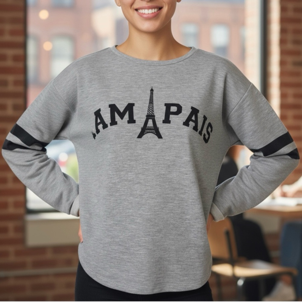Ally Crew Neck Sweat Shirt Grey Size 2 - Picture 2 of 12